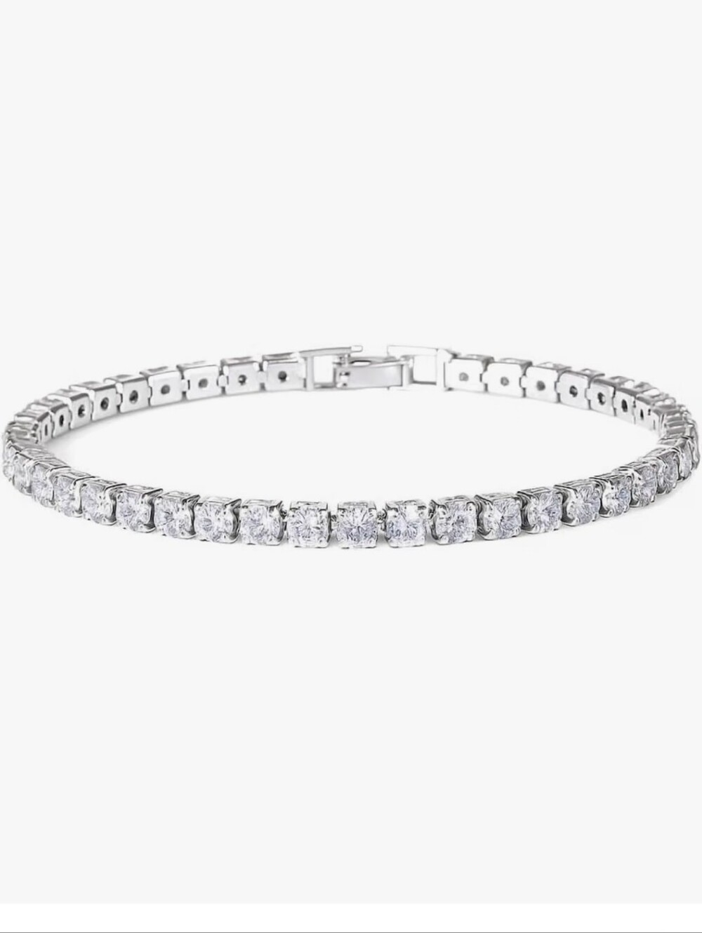 Diamond Cut Tennis Bracelet 4mm Diamond-Cut Stones, Platinum Plated